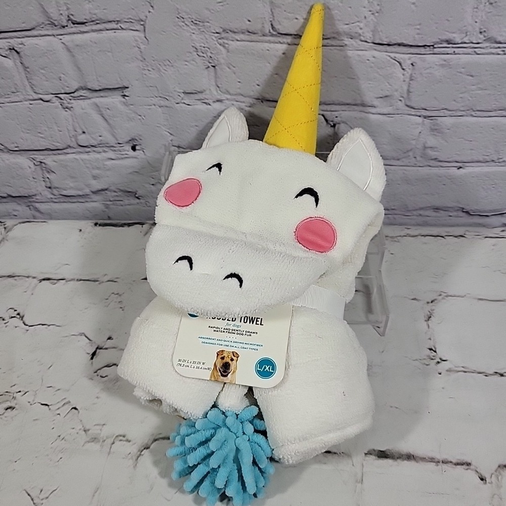 Well Good Hooded Dog Pet Towel Unicorn‎ Size L/XL 30" X 23" Microfiber NEW